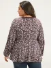 Lace Panel Lantern Sleeve Elastic Waist T-shirt sold by Bloomchic