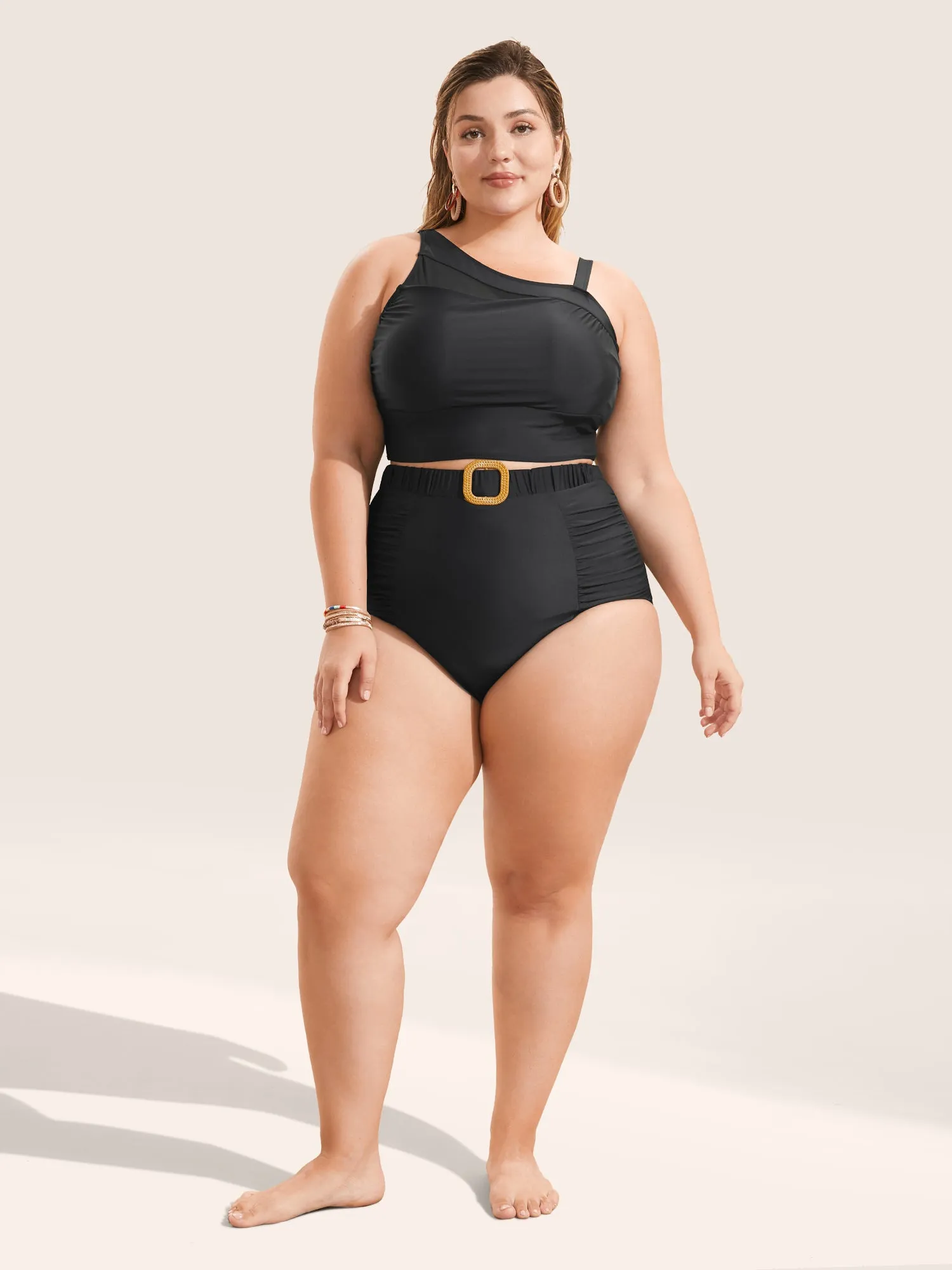 Solid Buckle Detail Ruched Swim Bottom sold by Bloomchic product image thumbnail 3