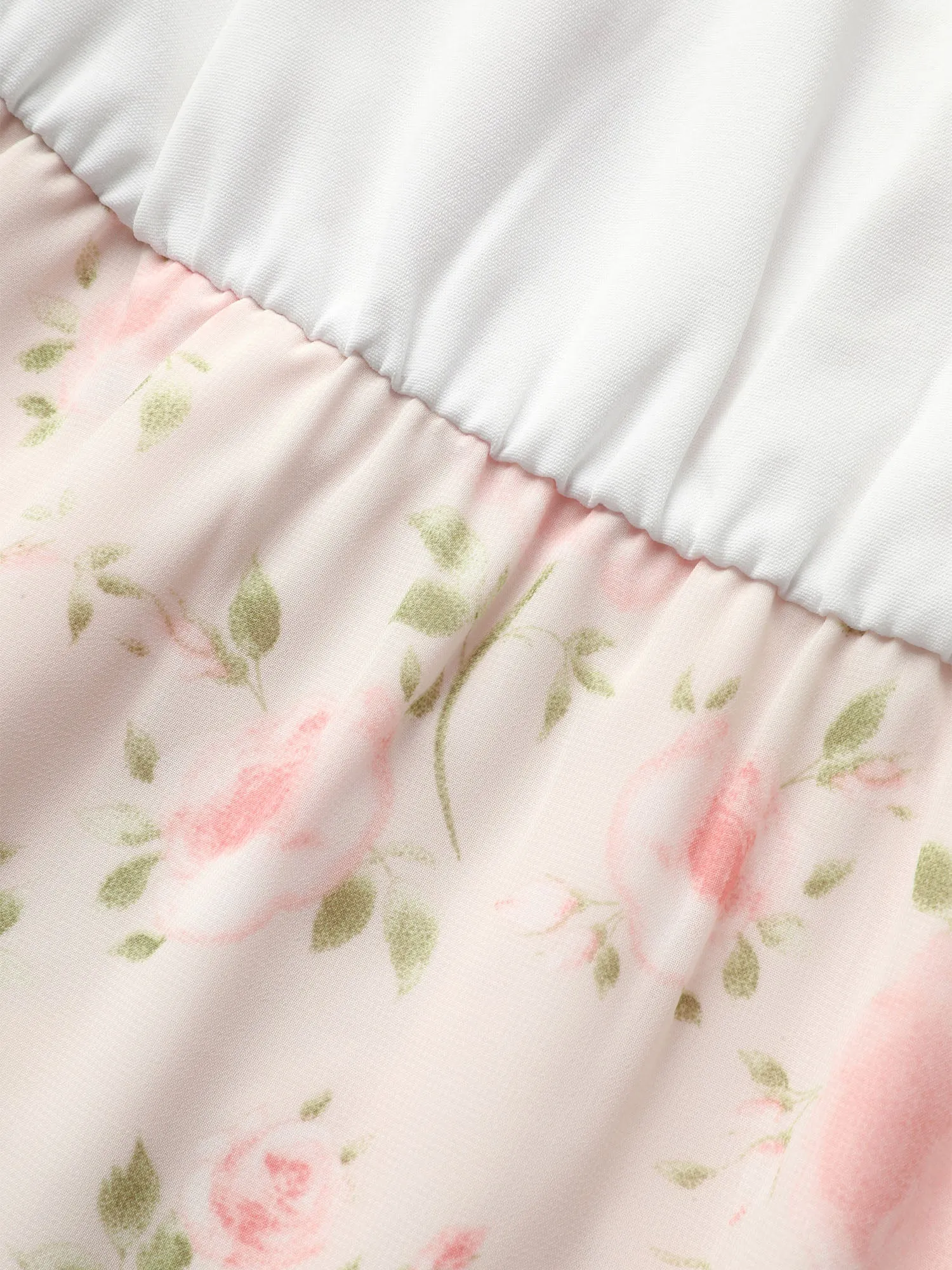 Chiffon Floral Patchwork Ruffle Trim Midi Dress sold by Bloomchic product image thumbnail 5