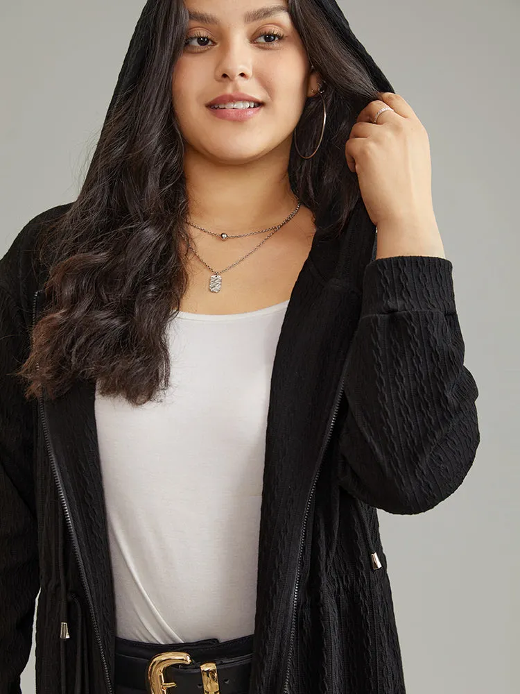 Plain Zipper Elastic Waist Drawstring Coat sold by Bloomchic product image thumbnail 4