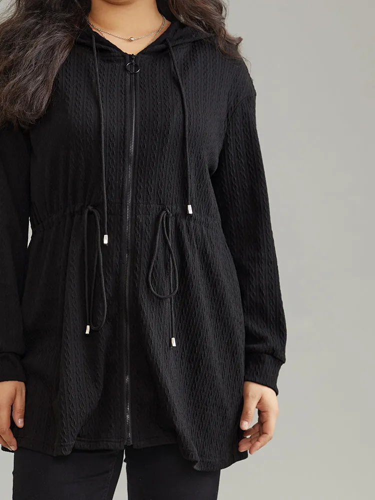 Plain Zipper Elastic Waist Drawstring Coat sold by Bloomchic product image thumbnail 5