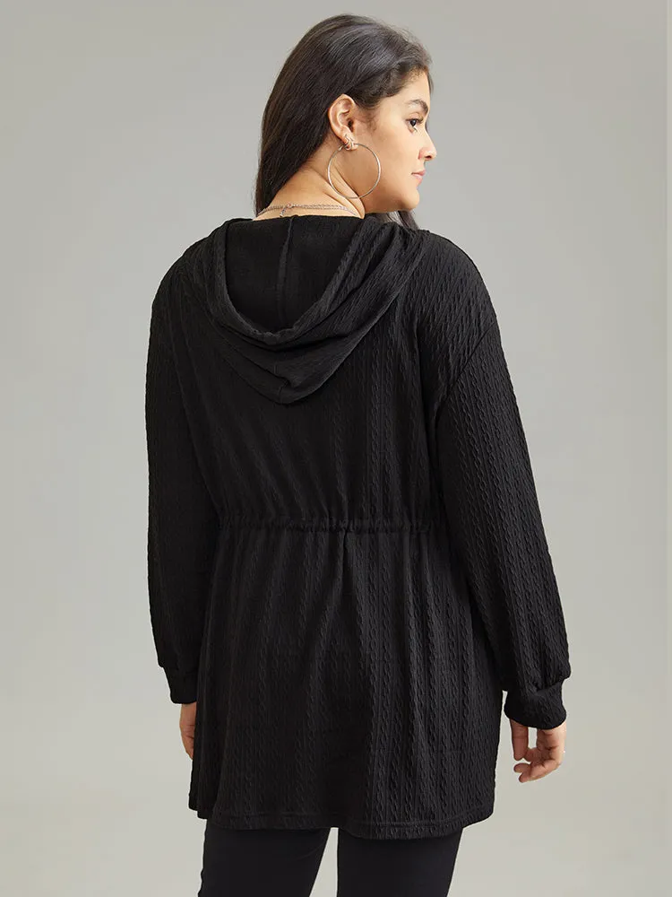 Plain Zipper Elastic Waist Drawstring Coat sold by Bloomchic product image thumbnail 2