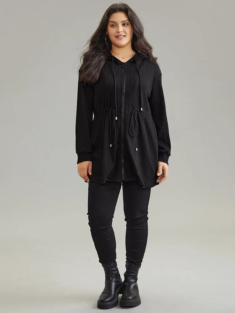 Plain Zipper Elastic Waist Drawstring Coat sold by Bloomchic product image thumbnail 3