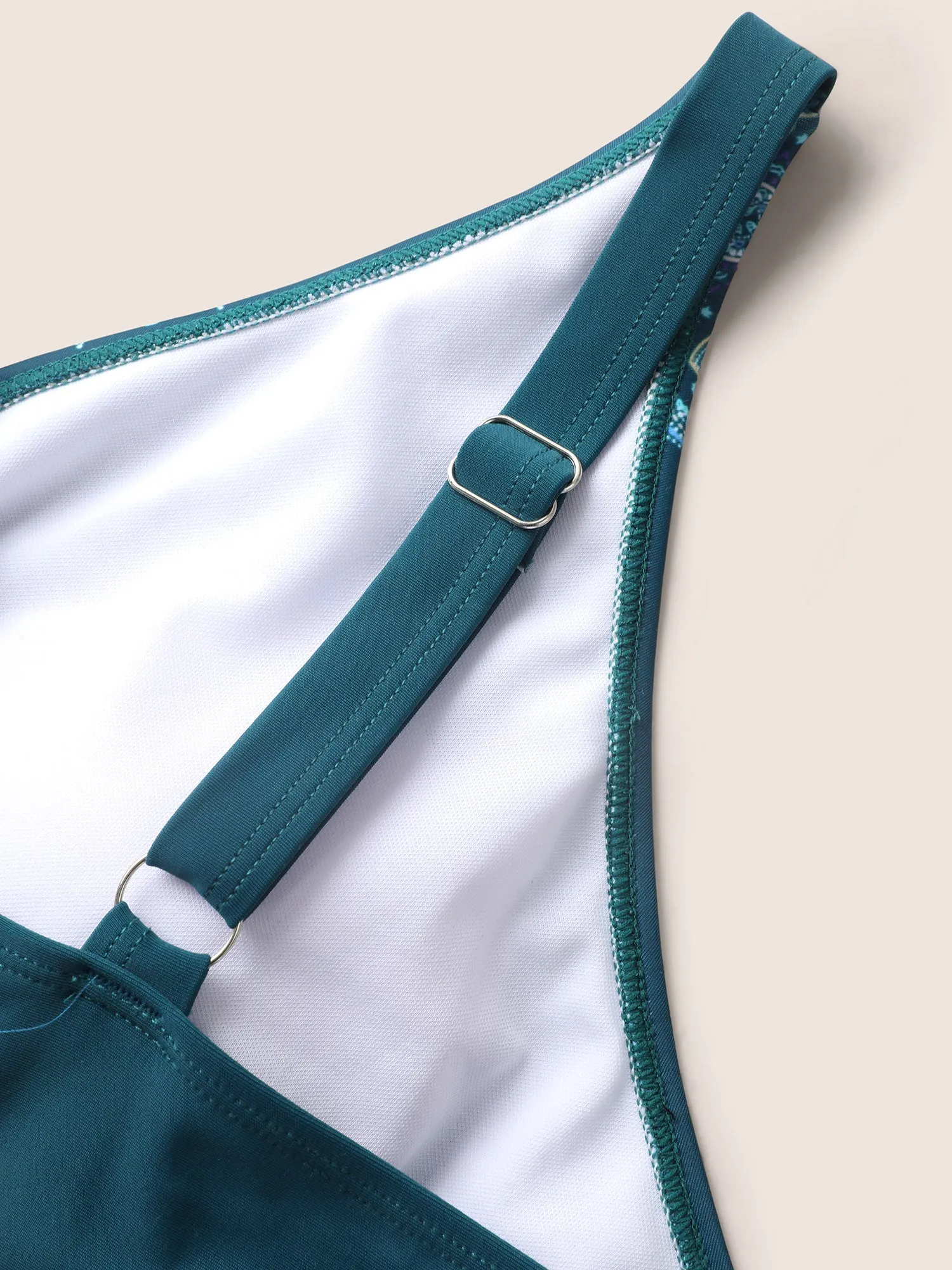 Overlap Collar Bandana Print Contrast Webbing Swim Dress sold by Bloomchic product image thumbnail 5