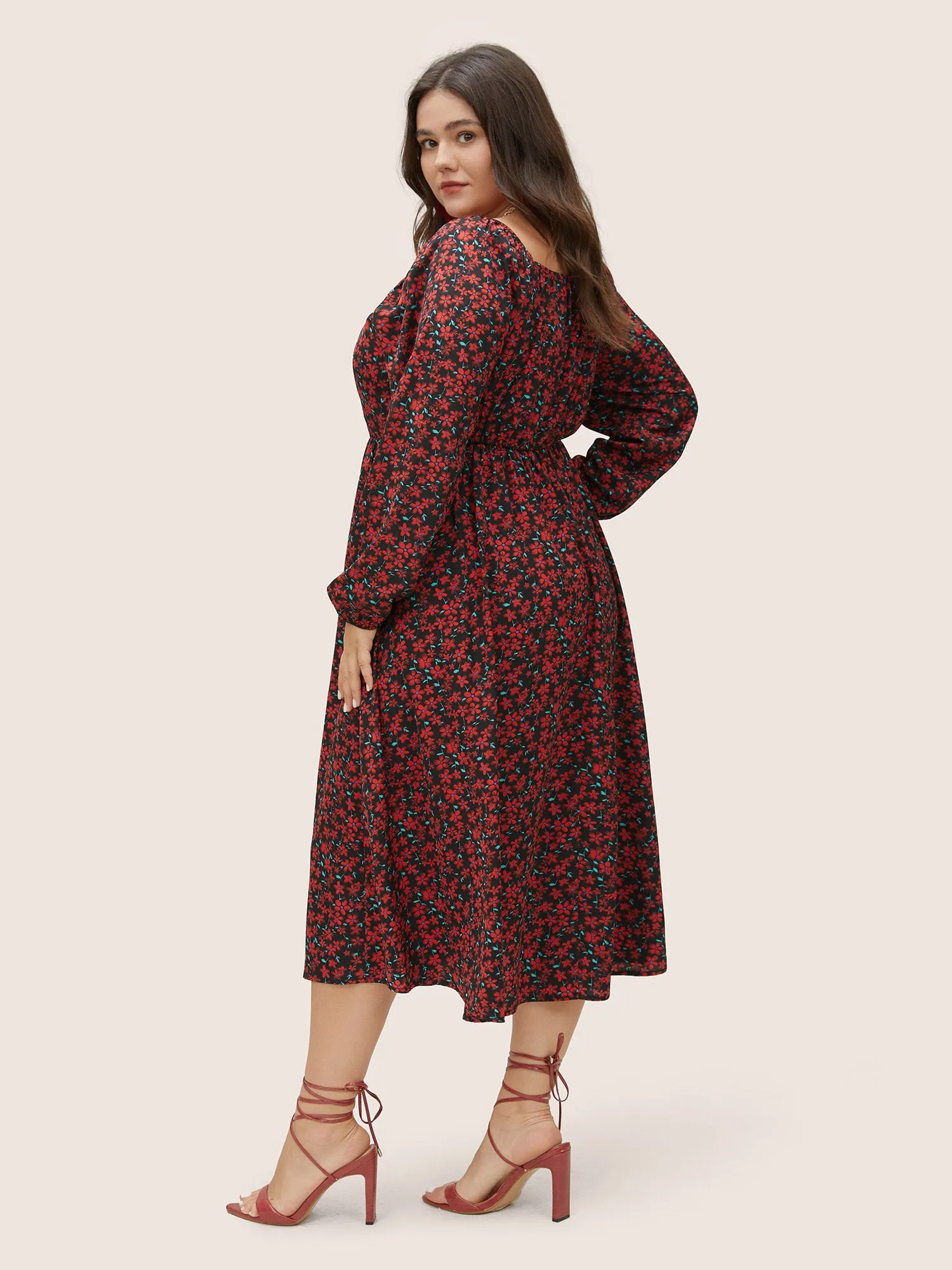 Ditsy Floral Square Neck Split Side Dress sold by Bloomchic product image thumbnail 3