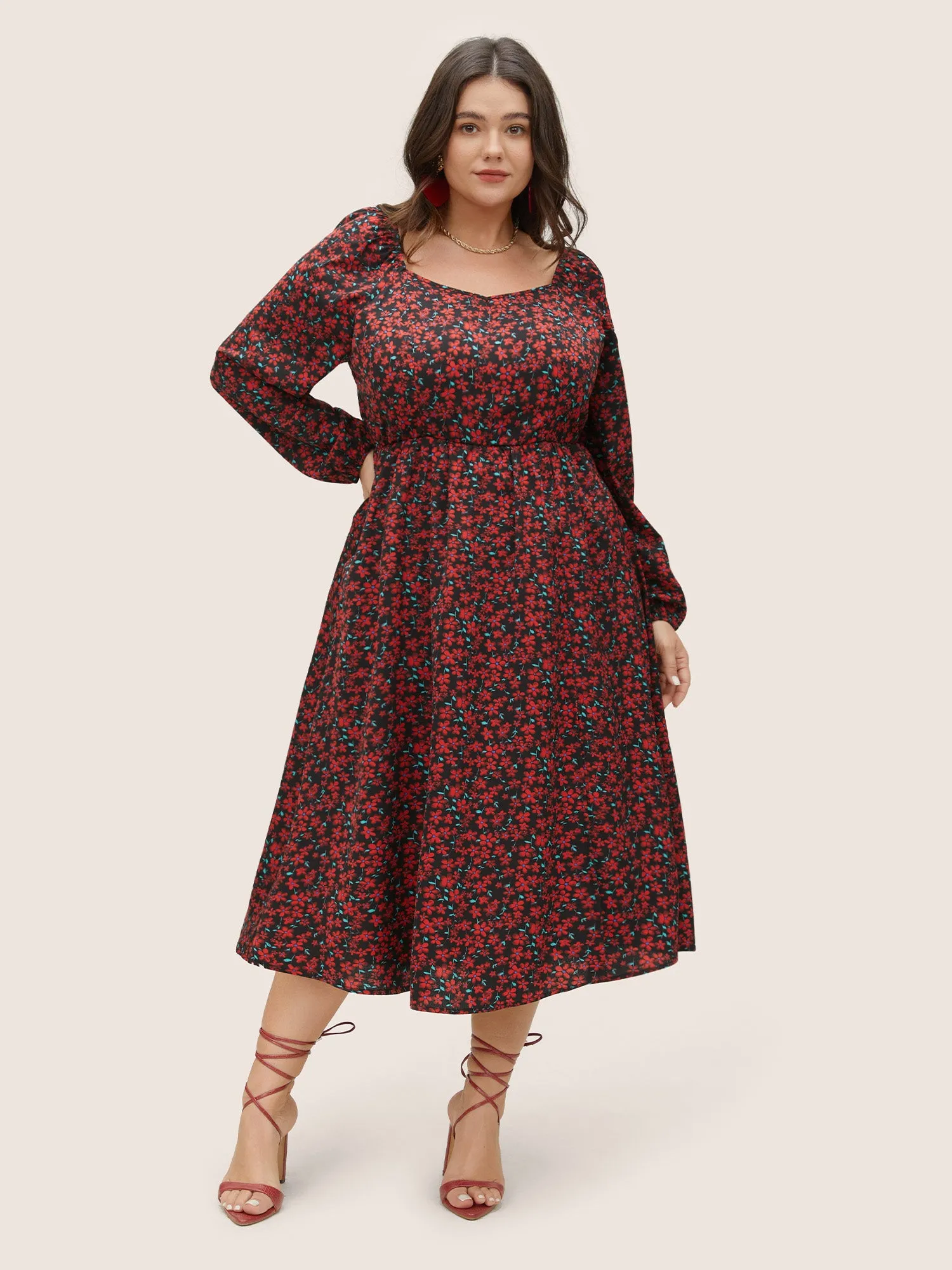 Ditsy Floral Square Neck Split Side Dress sold by Bloomchic product image thumbnail 2