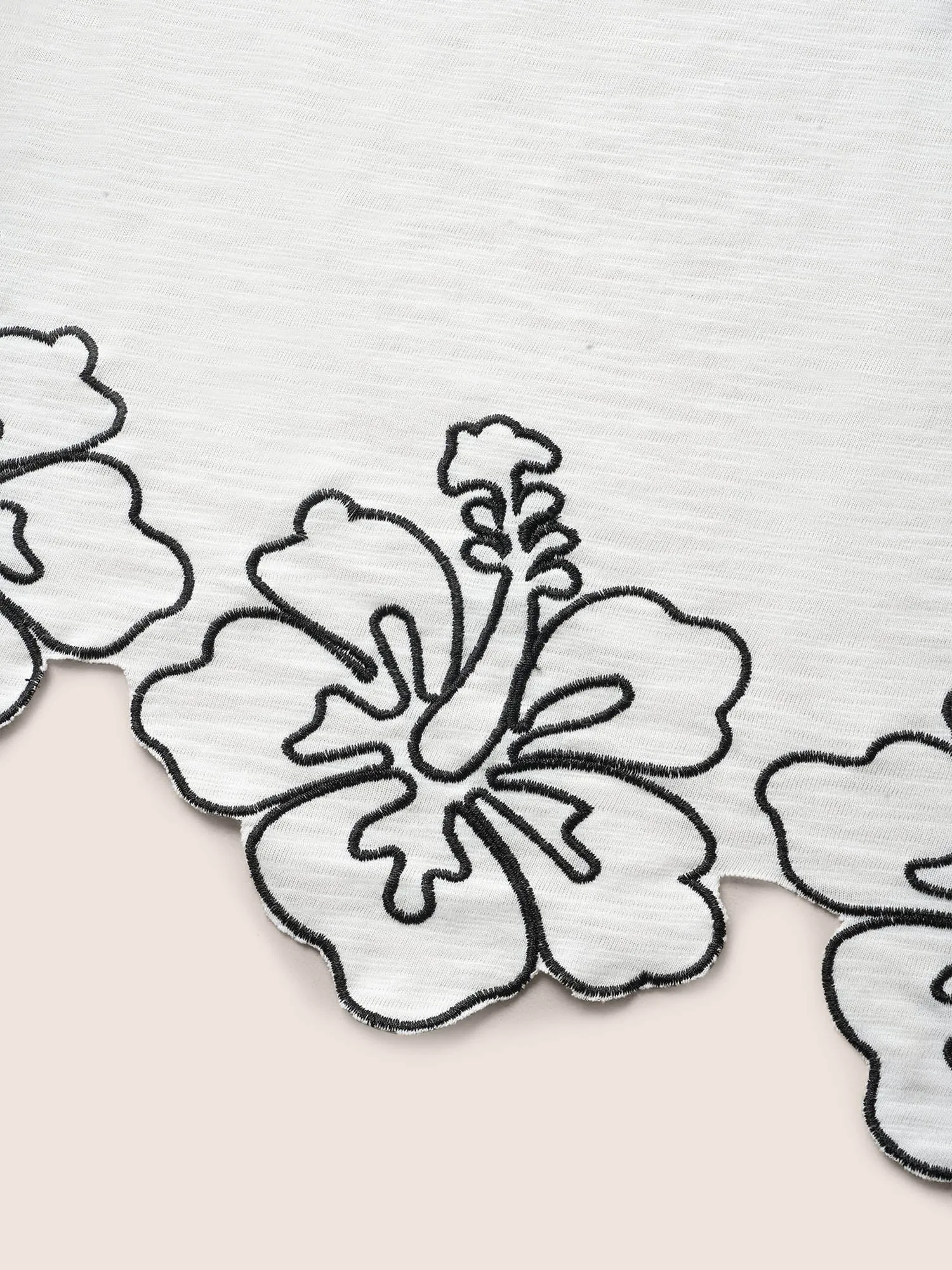 Floral Embroidered Hem Raglan Sleeve T-shirt sold by Bloomchic product image thumbnail 5