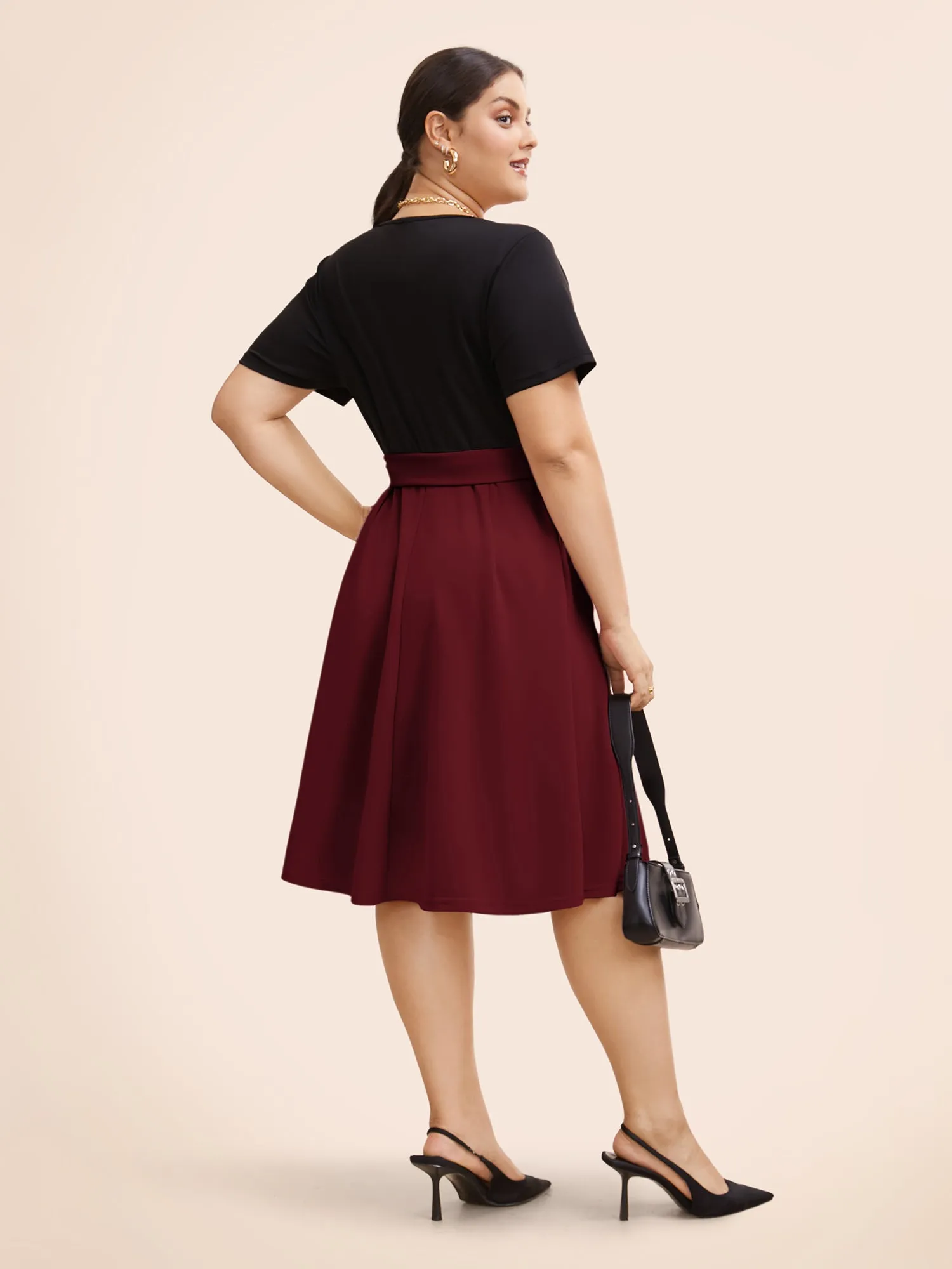 Supersoft Essentials Two Tone Pocket Patchwork Belted Dress sold by Bloomchic product image thumbnail 4