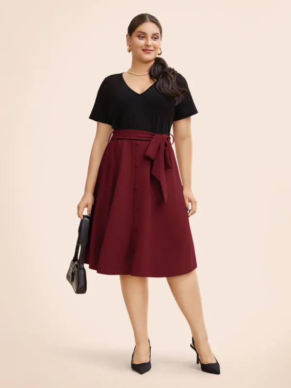 Supersoft Essentials Two Tone Pocket Patchwork Belted Dress sold by Bloomchic
