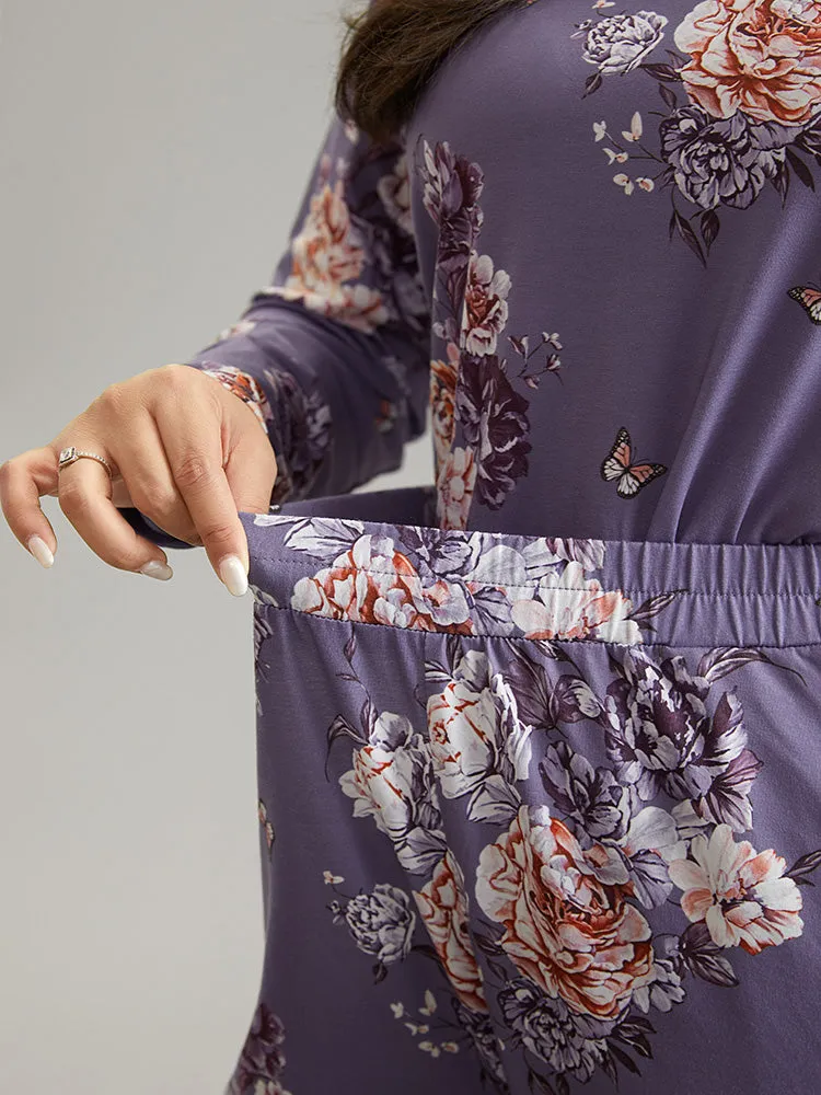 Floral Print Pocket Elastic Waist Sleep Bottom sold by Bloomchic product image thumbnail 4