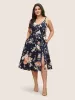 Floral Wrap Elastic Waist Belted Sleeveless Dress sold by Bloomchic