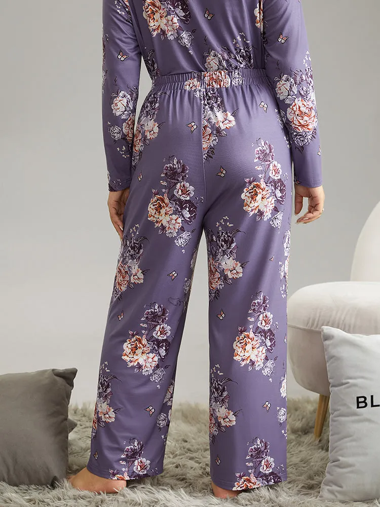 Floral Print Pocket Elastic Waist Sleep Bottom sold by Bloomchic product image thumbnail 2