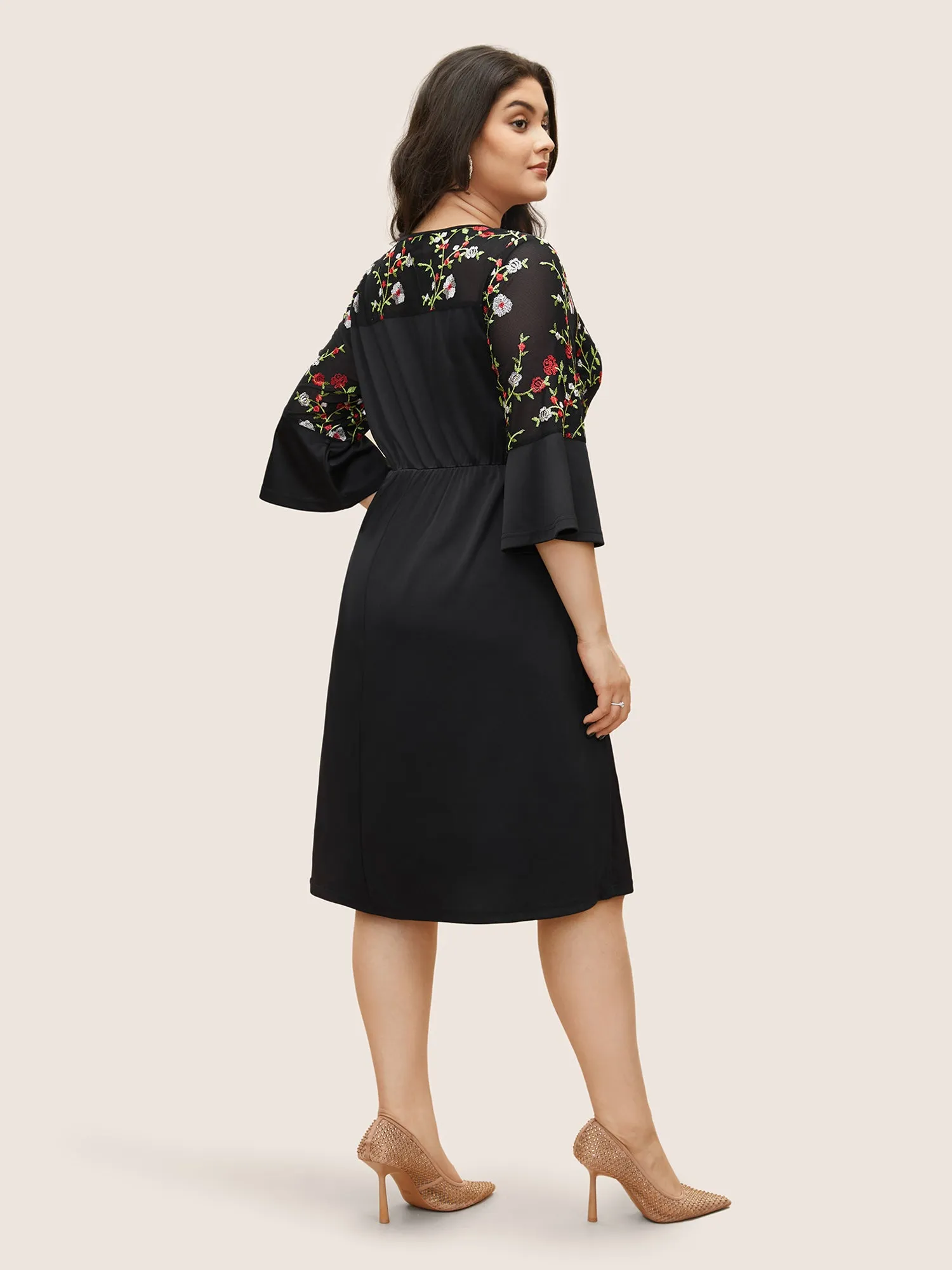 Floral Embroidered Pocket Mesh Patchwork Dress sold by Bloomchic product image thumbnail 3
