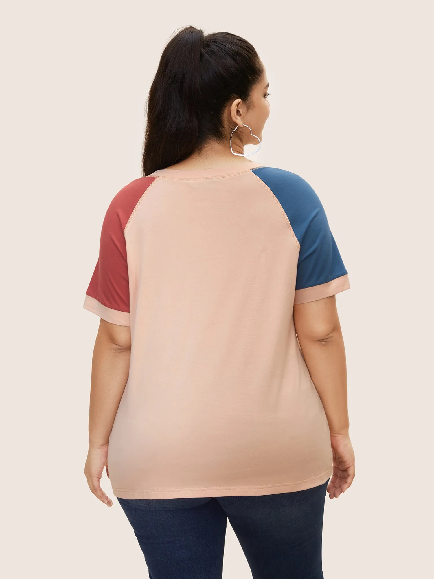 Cotton Contrast Quilted Raglan Sleeve T-shirt sold by Bloomchic product image thumbnail 4