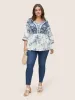 Boho Print Elastic Waist Ties Gathered Blouse sold by Bloomchic