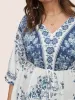 Boho Print Elastic Waist Ties Gathered Blouse sold by Bloomchic
