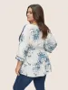Boho Print Elastic Waist Ties Gathered Blouse sold by Bloomchic