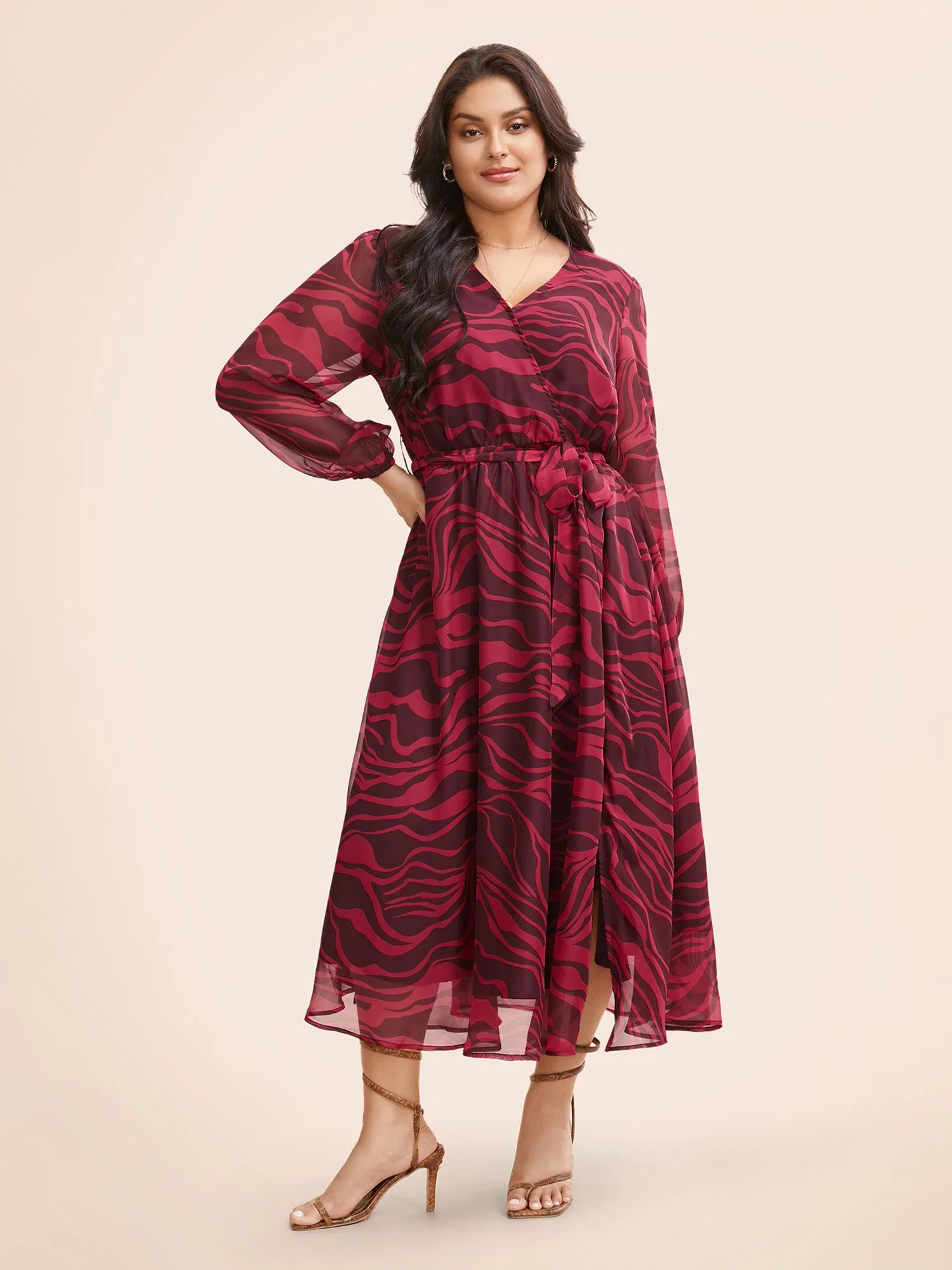 Water Ripple Mesh Split Hem Dress sold by Bloomchic product image thumbnail 2