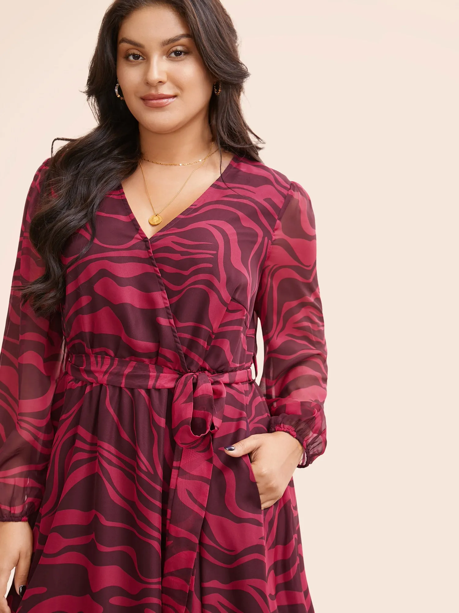 Water Ripple Mesh Split Hem Dress sold by Bloomchic product image thumbnail 4