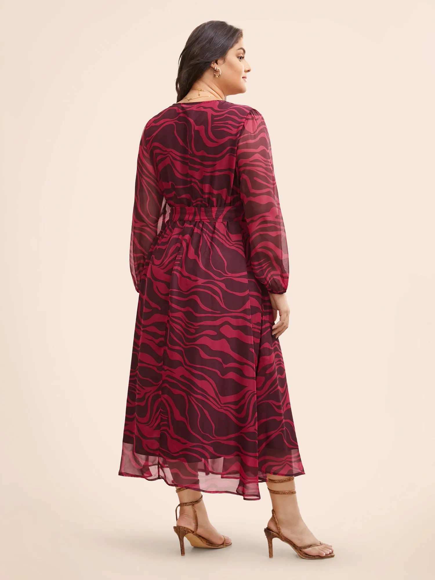 Water Ripple Mesh Split Hem Dress sold by Bloomchic product image thumbnail 3