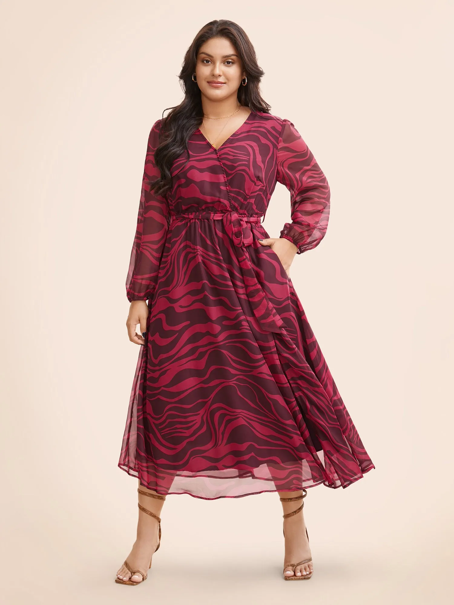 Water Ripple Mesh Split Hem Dress sold by Bloomchic