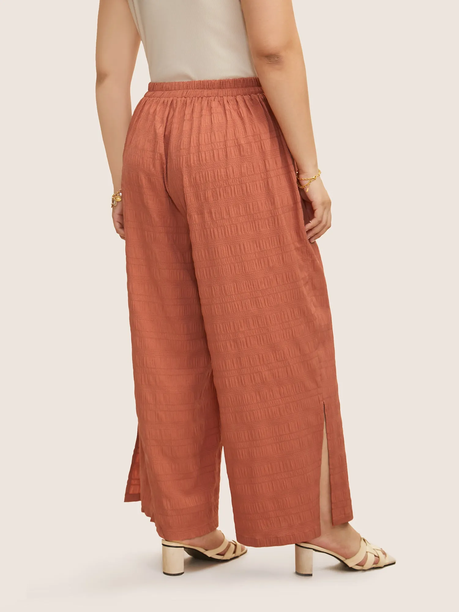 Solid Texture Slit Hem Drawstring Pants sold by Bloomchic product image thumbnail 2