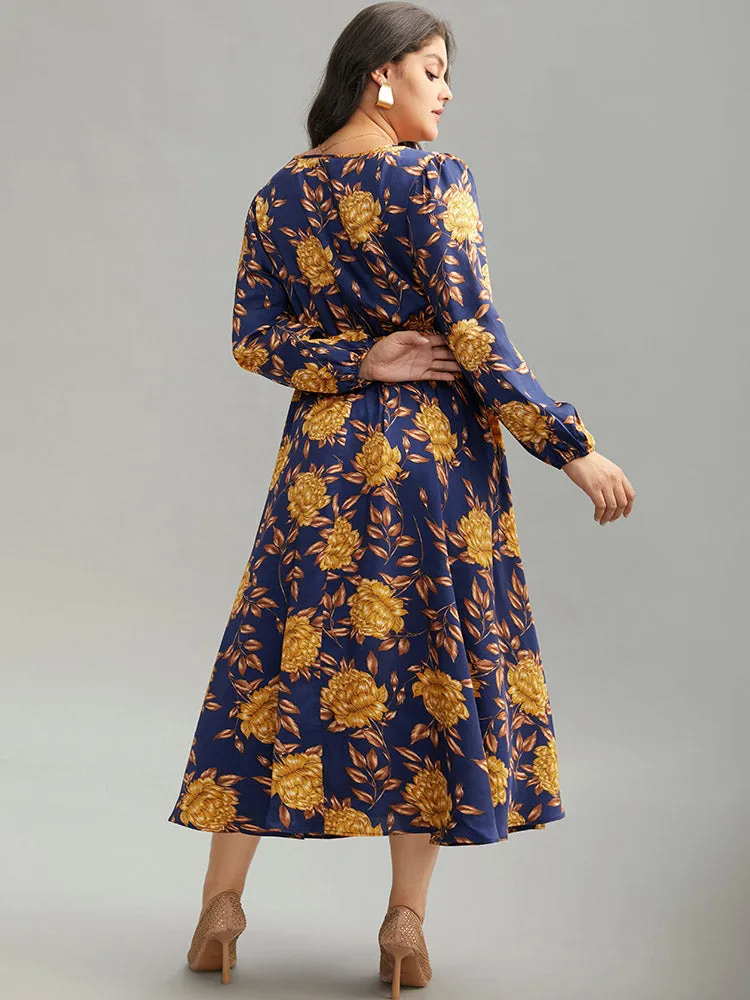 Floral Elastic Waist Wrap Split Hem Dress sold by Bloomchic product image thumbnail 5