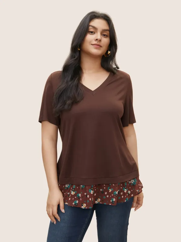 Patchwork Ditsy Floral Gathered T-shirt sold by Bloomchic