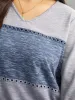 Contrast Heather Patchwork Hollow Out Thick T-shirt sold by Bloomchic