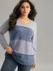 Contrast Heather Patchwork Hollow Out Thick T-shirt sold by Bloomchic