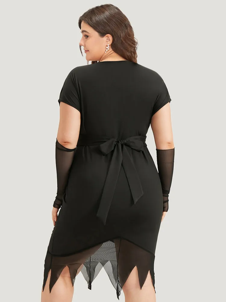 Halloween Solid Mermaid Hem Mesh Bowknot Dress sold by Bloomchic product image thumbnail 2