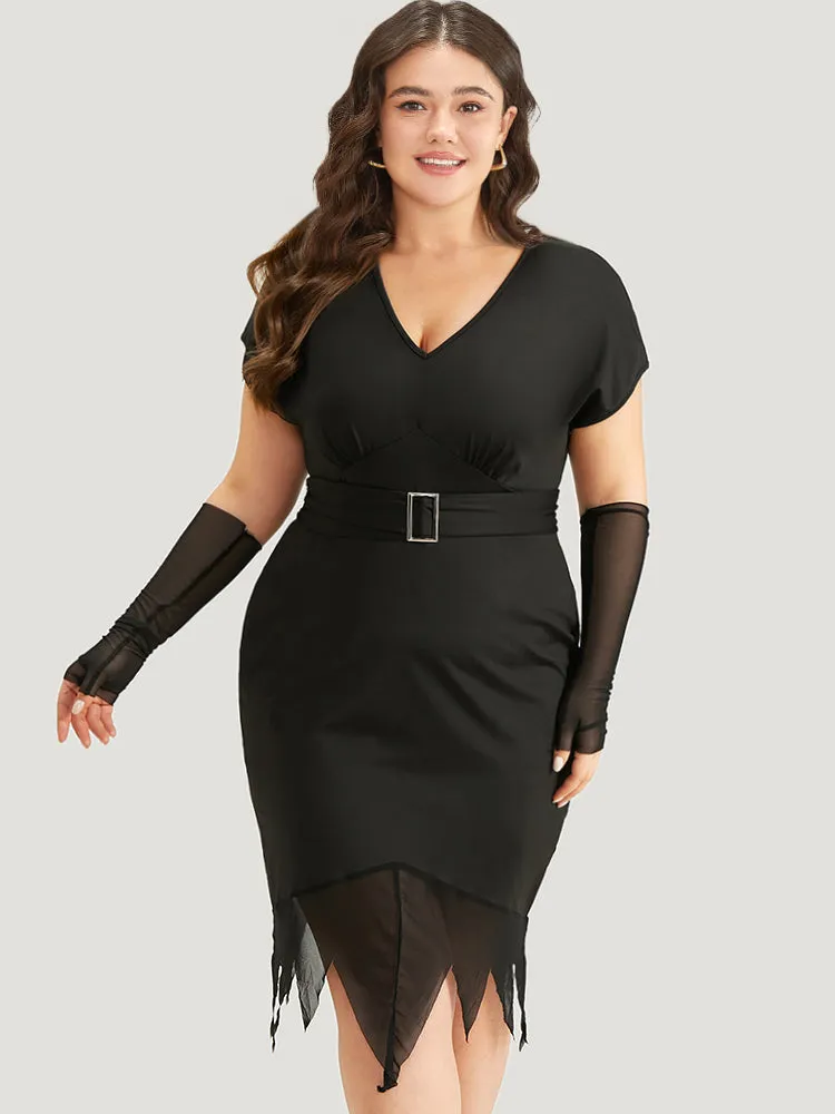 Halloween Solid Mermaid Hem Mesh Bowknot Dress sold by Bloomchic