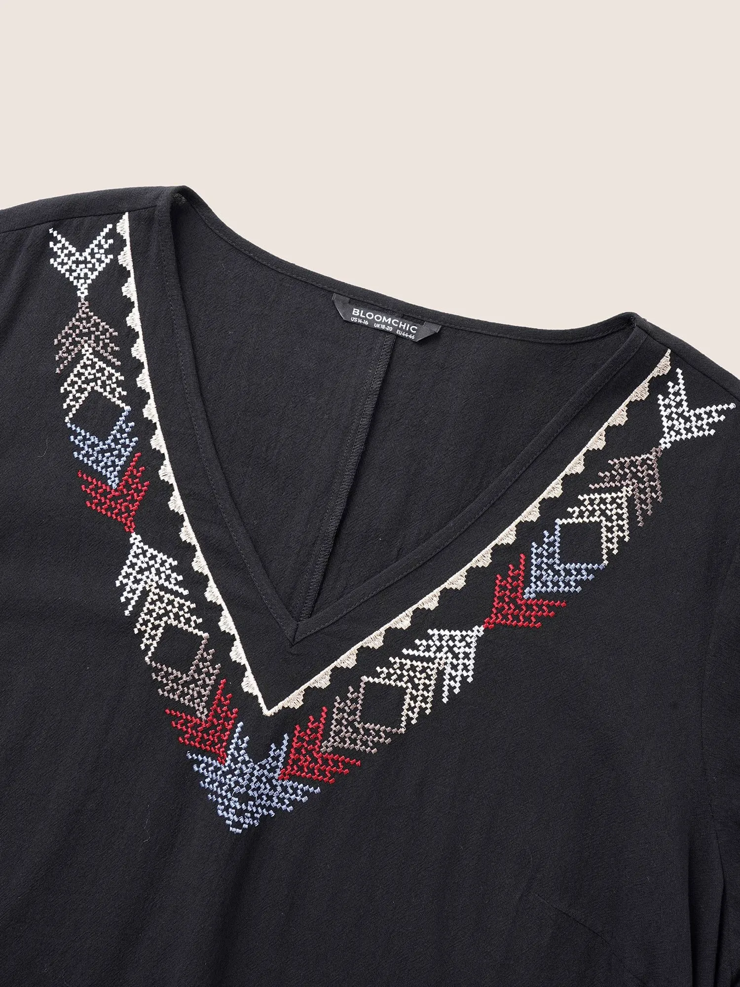 Graphic Embroidered Belted Elastic Cuffs Dress sold by Bloomchic product image thumbnail 5