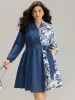 Silhouette Floral Print Contrast Belted Dress sold by Bloomchic