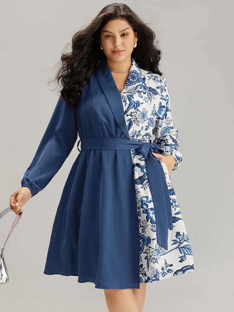 Silhouette Floral Print Contrast Belted Dress sold by Bloomchic product image thumbnail 2