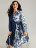 Silhouette Floral Print Contrast Belted Dress sold by Bloomchic