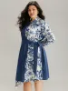 Silhouette Floral Print Contrast Belted Dress sold by Bloomchic
