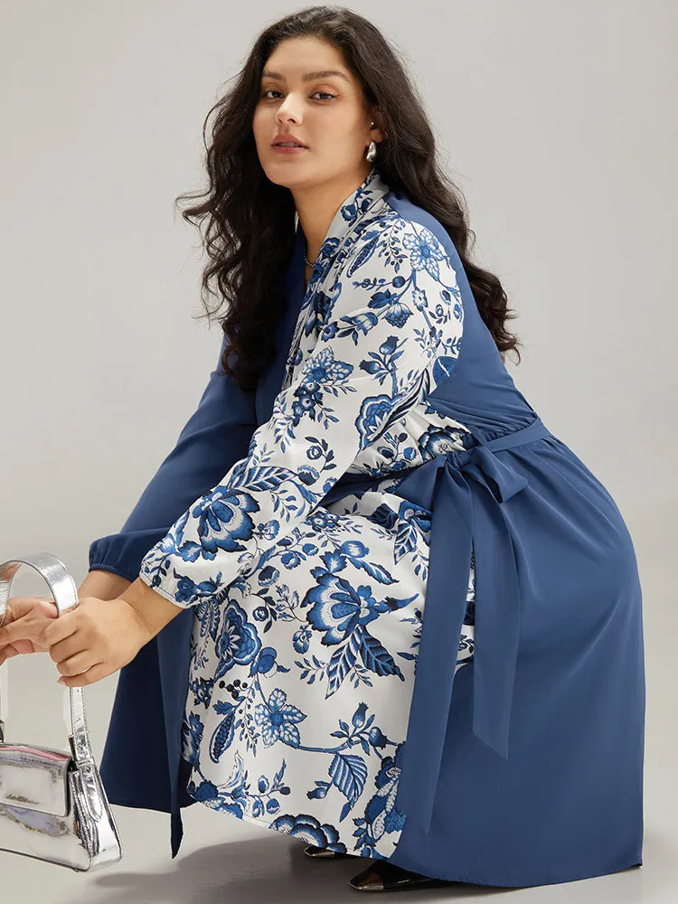 Silhouette Floral Print Contrast Belted Dress sold by Bloomchic