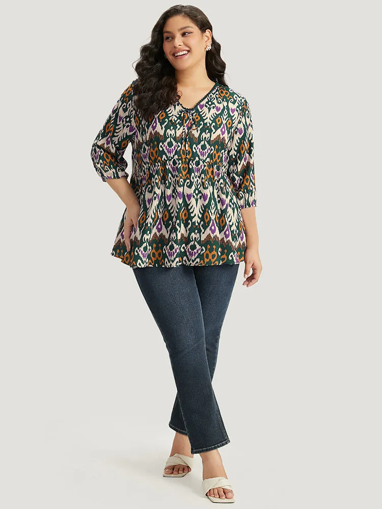 Bandana Print Ties Pompom Trim Blouse sold by Bloomchic product image thumbnail 4