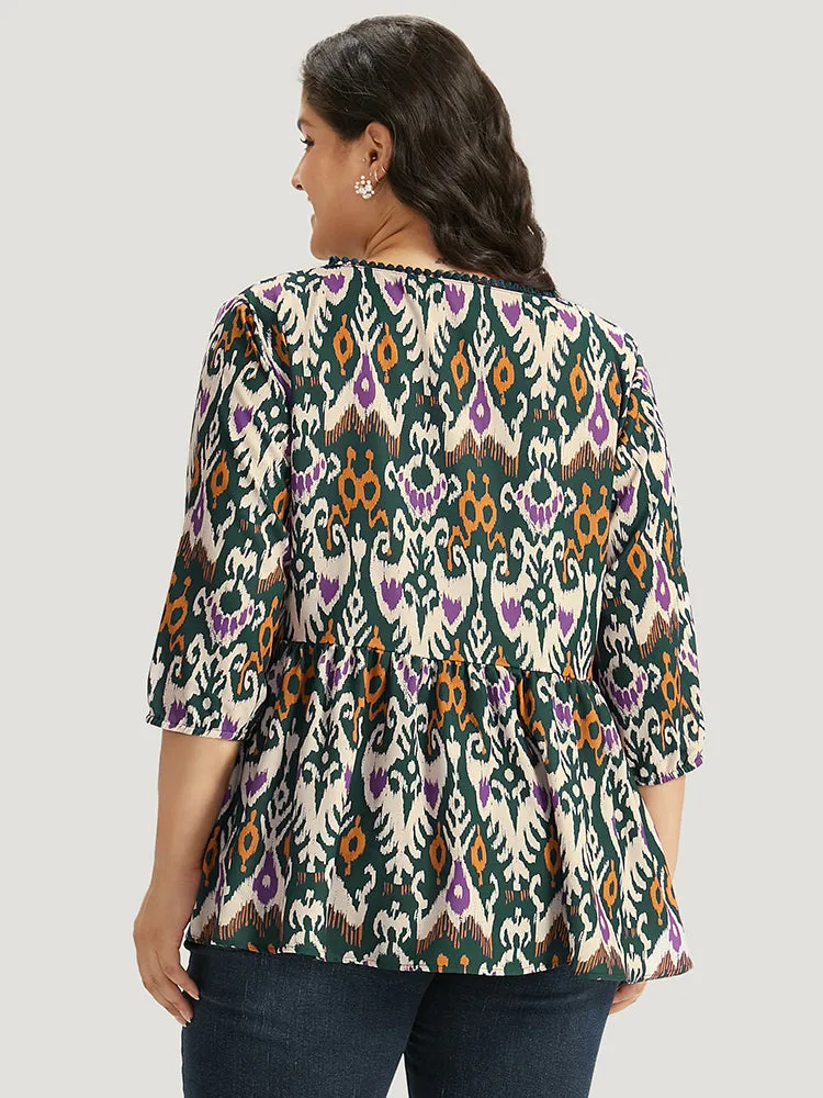 Bandana Print Ties Pompom Trim Blouse sold by Bloomchic product image thumbnail 5