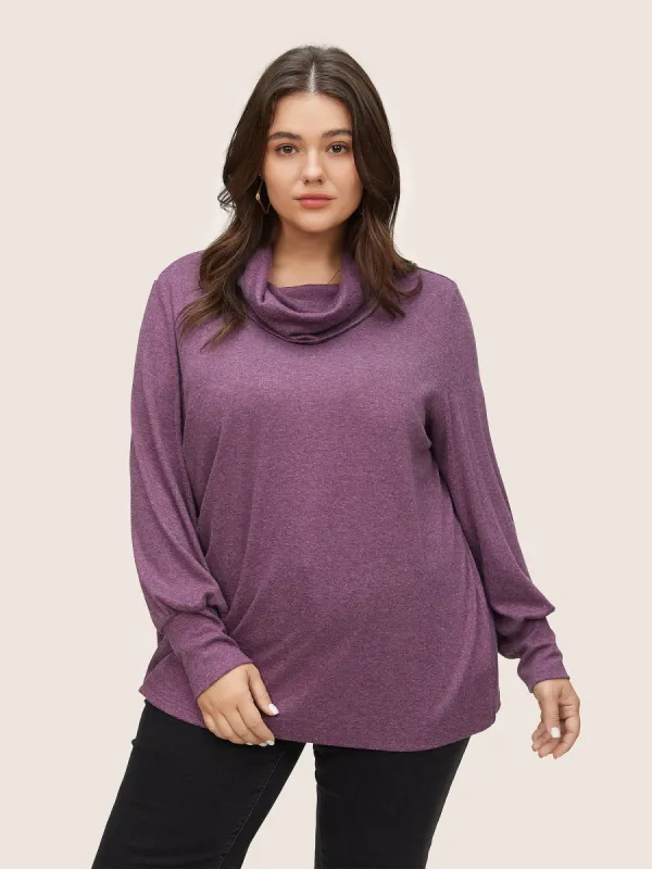 Plain Heather Cowl Neck Lantern Sleeve T-shirt sold by Bloomchic