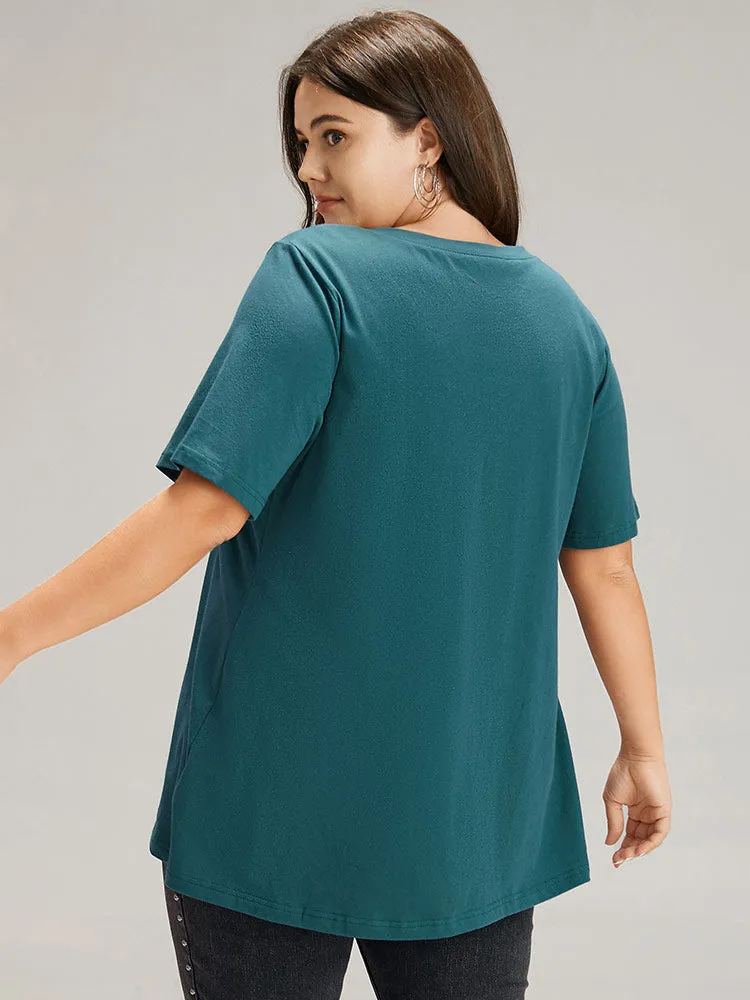 Cotton Plain V Neck Basic T-shirt sold by Bloomchic product image thumbnail 5
