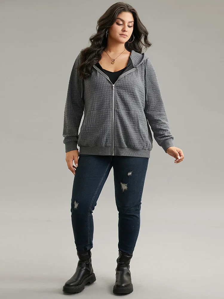 Plain Zipper Drawstring Jacquard Jacket sold by Bloomchic product image thumbnail 4