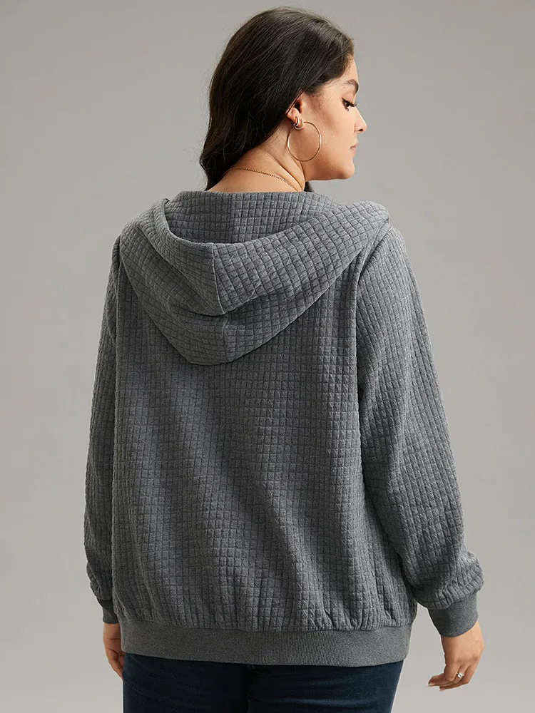 Plain Zipper Drawstring Jacquard Jacket sold by Bloomchic product image thumbnail 5