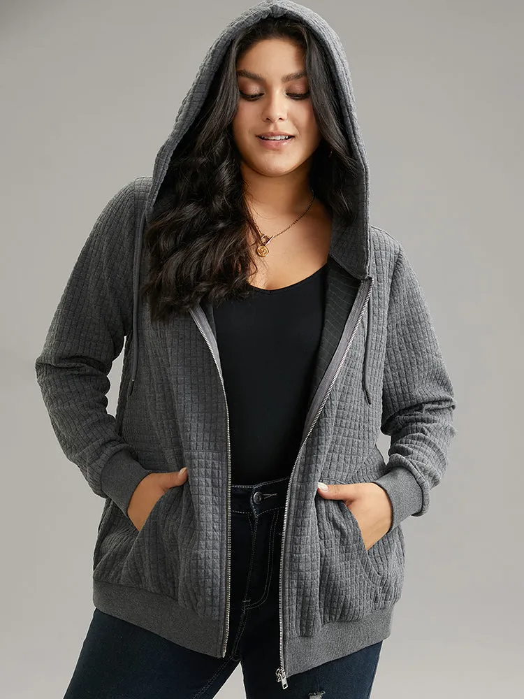 Plain Zipper Drawstring Jacquard Jacket sold by Bloomchic product image thumbnail 2