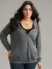Plain Zipper Drawstring Jacquard Jacket sold by Bloomchic