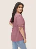 Stretchy Woven Tie Knot Button Detail Blouse sold by Bloomchic
