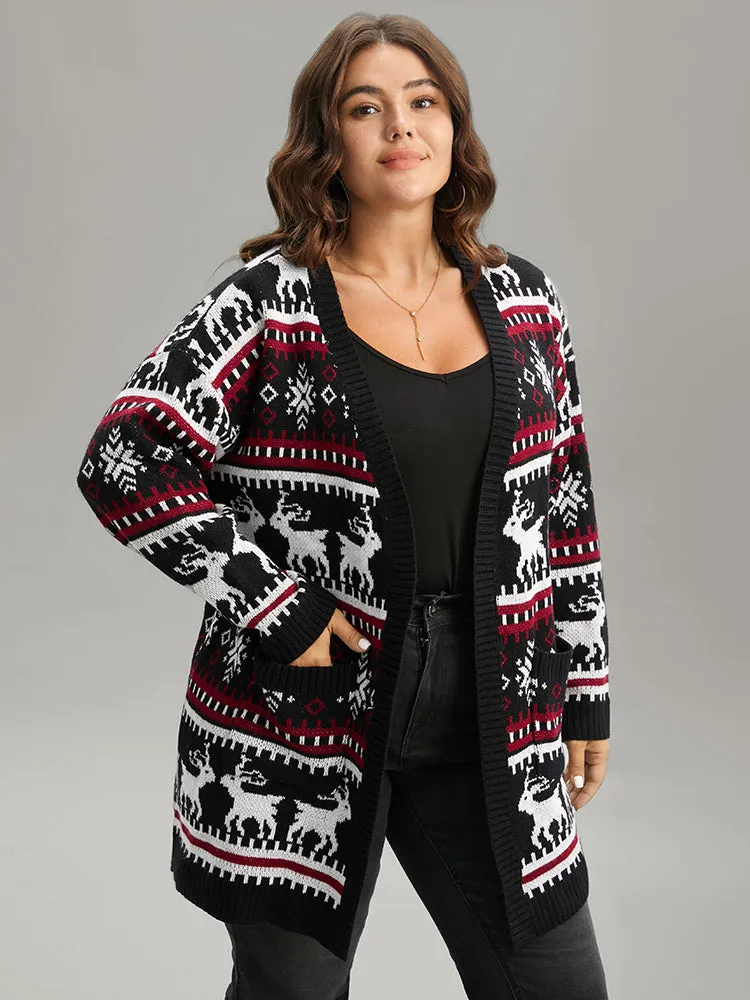 Christmas Elk Open Front Pocket Cardigan sold by Bloomchic