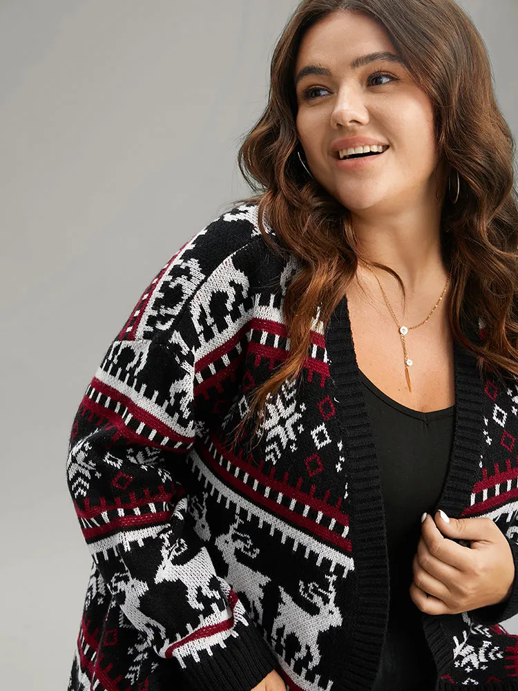 Christmas Elk Open Front Pocket Cardigan sold by Bloomchic product image thumbnail 5