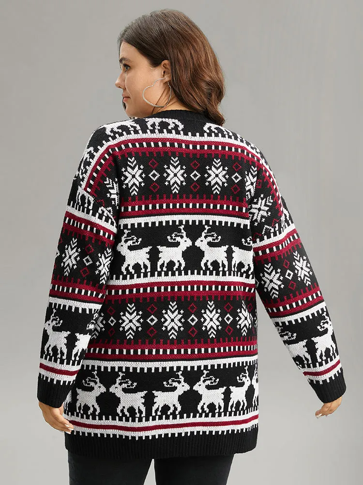 Christmas Elk Open Front Pocket Cardigan sold by Bloomchic product image thumbnail 2